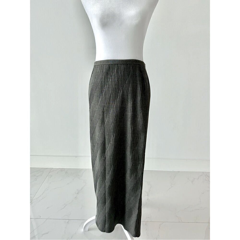 Vintage 90s Cache Maxi Skirt Charcoal Gray Evening Formal Pleated Sz 8